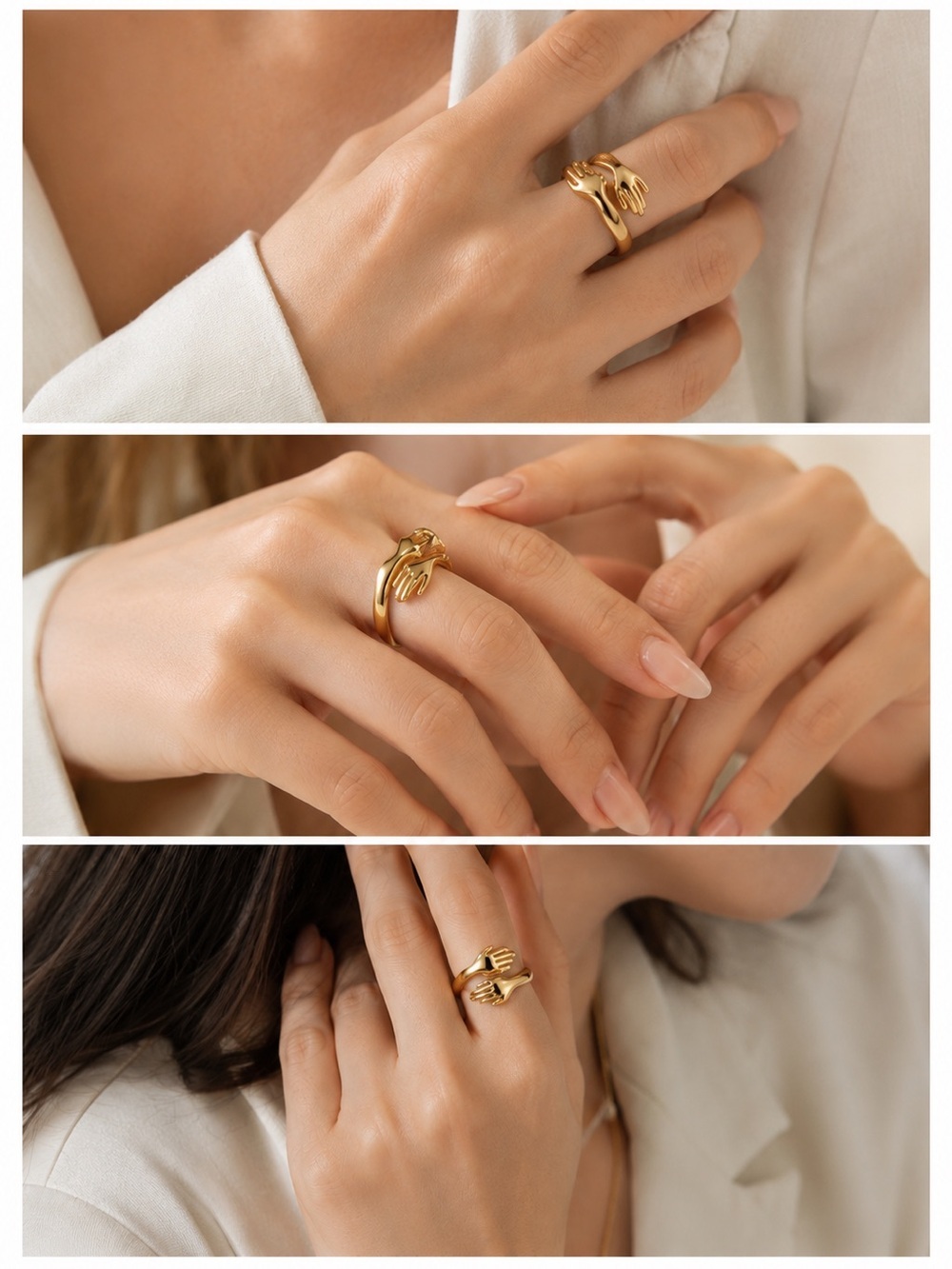 Gold hand statement ring - Picture 3 of 4